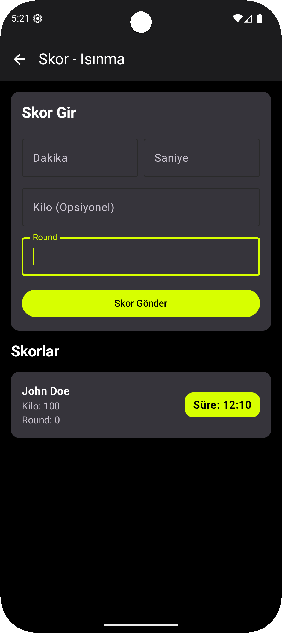 Skor Girişi