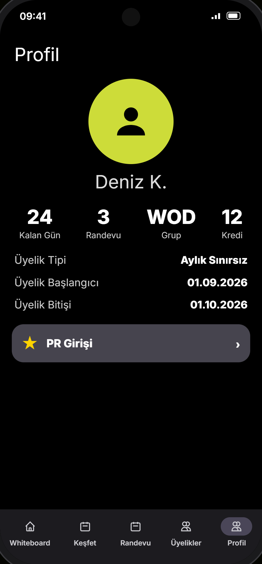 Profil ekranı