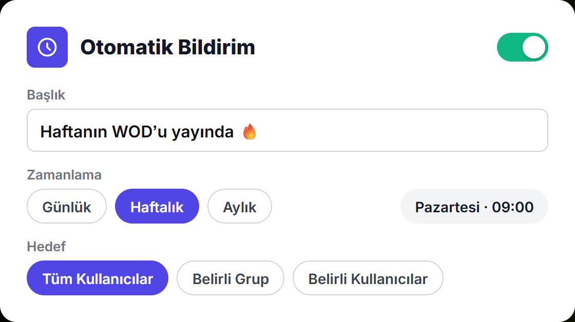 Panelde otomatik bildirim ayarları